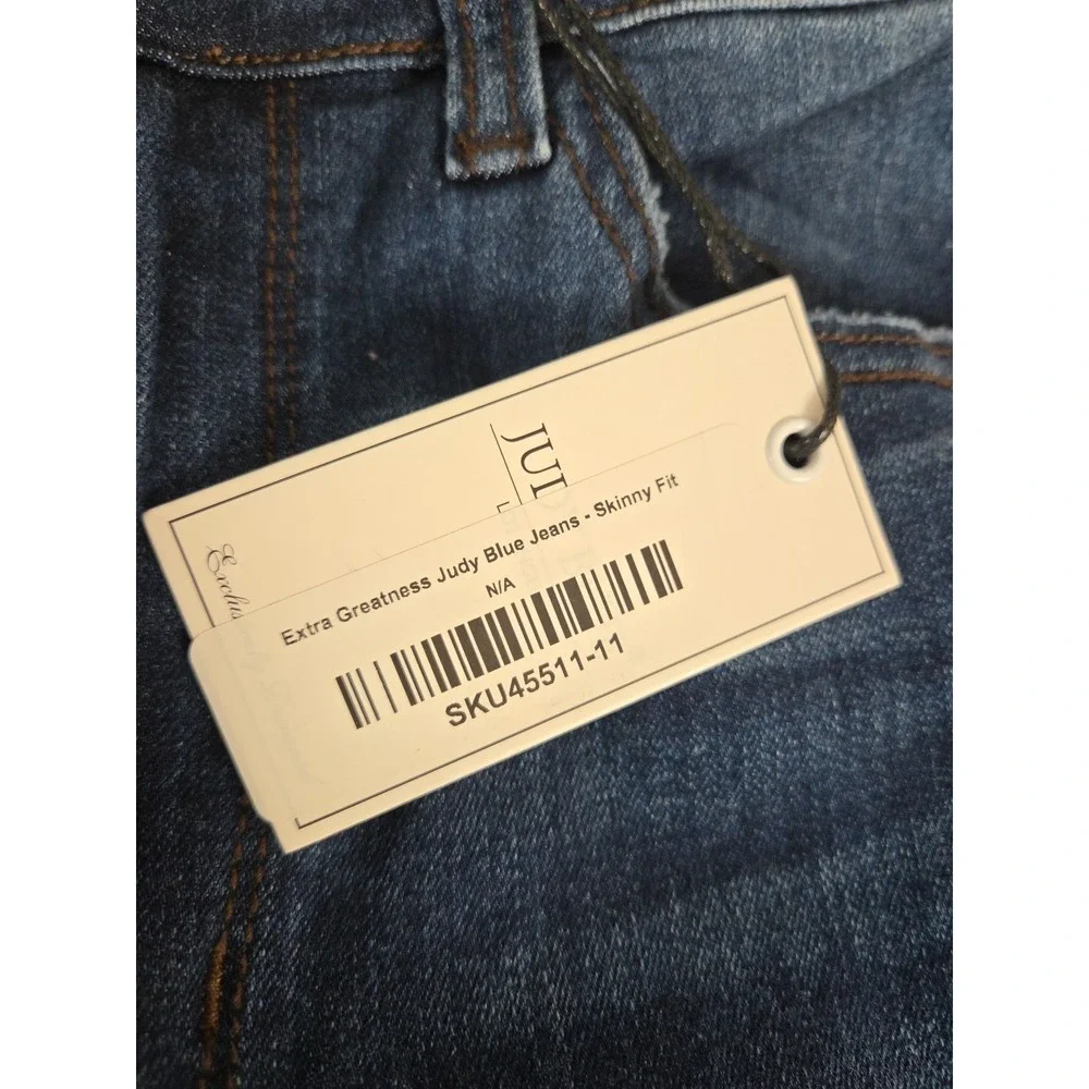 Judy Blue Jeans Womens 11/30 Blue Skinny Fit Waist Fringe Cut Bottom Boho‎ NEW